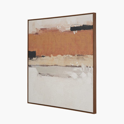 Pacific Lifestyle Accessories White and Terracotta Abstract Square Canvas with Oak Effect Frame House of Isabella UK