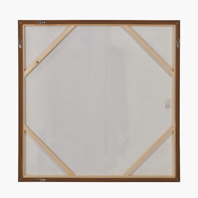 Pacific Lifestyle Accessories White and Terracotta Abstract Square Canvas with Oak Effect Frame House of Isabella UK