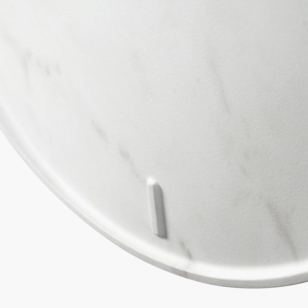 White Marble Effect Wood Veneer Round Wall Clock.