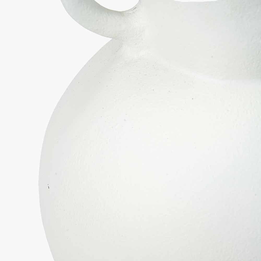 White Metal Vase with Handles.