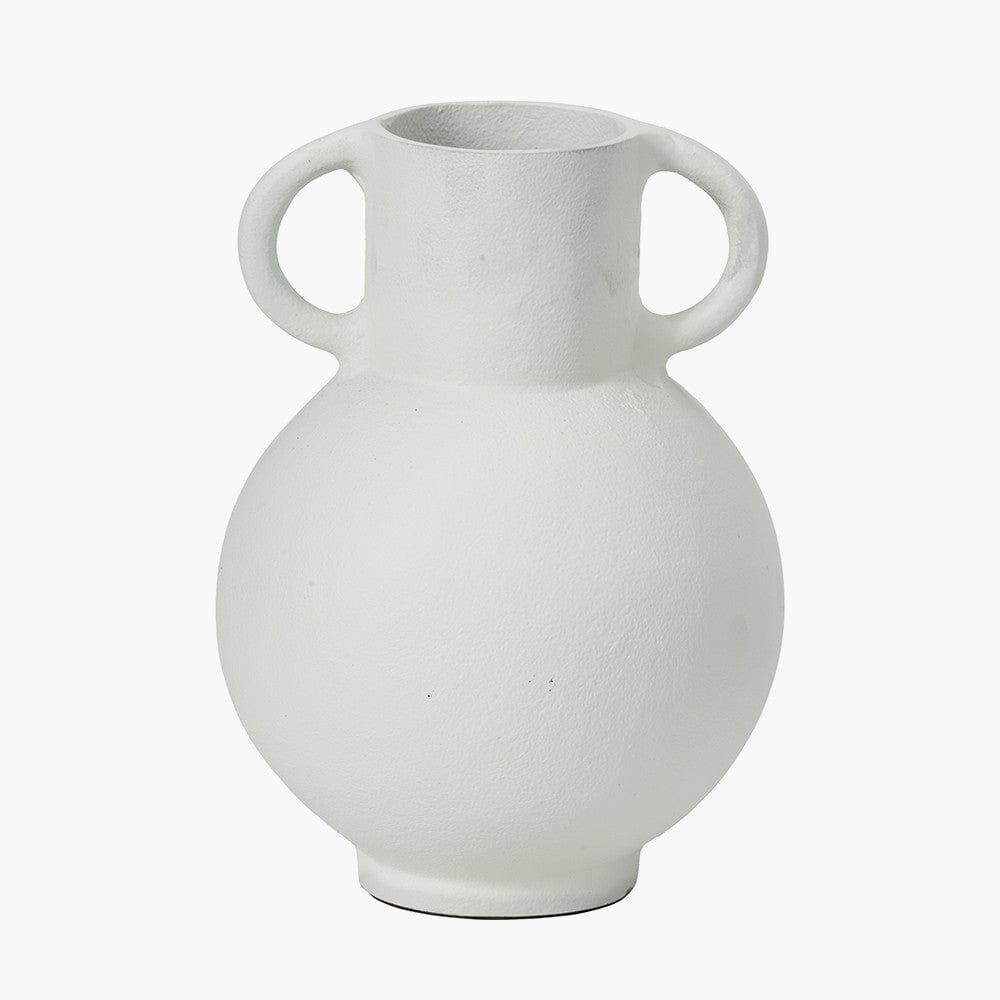 White Metal Vase with Handles.