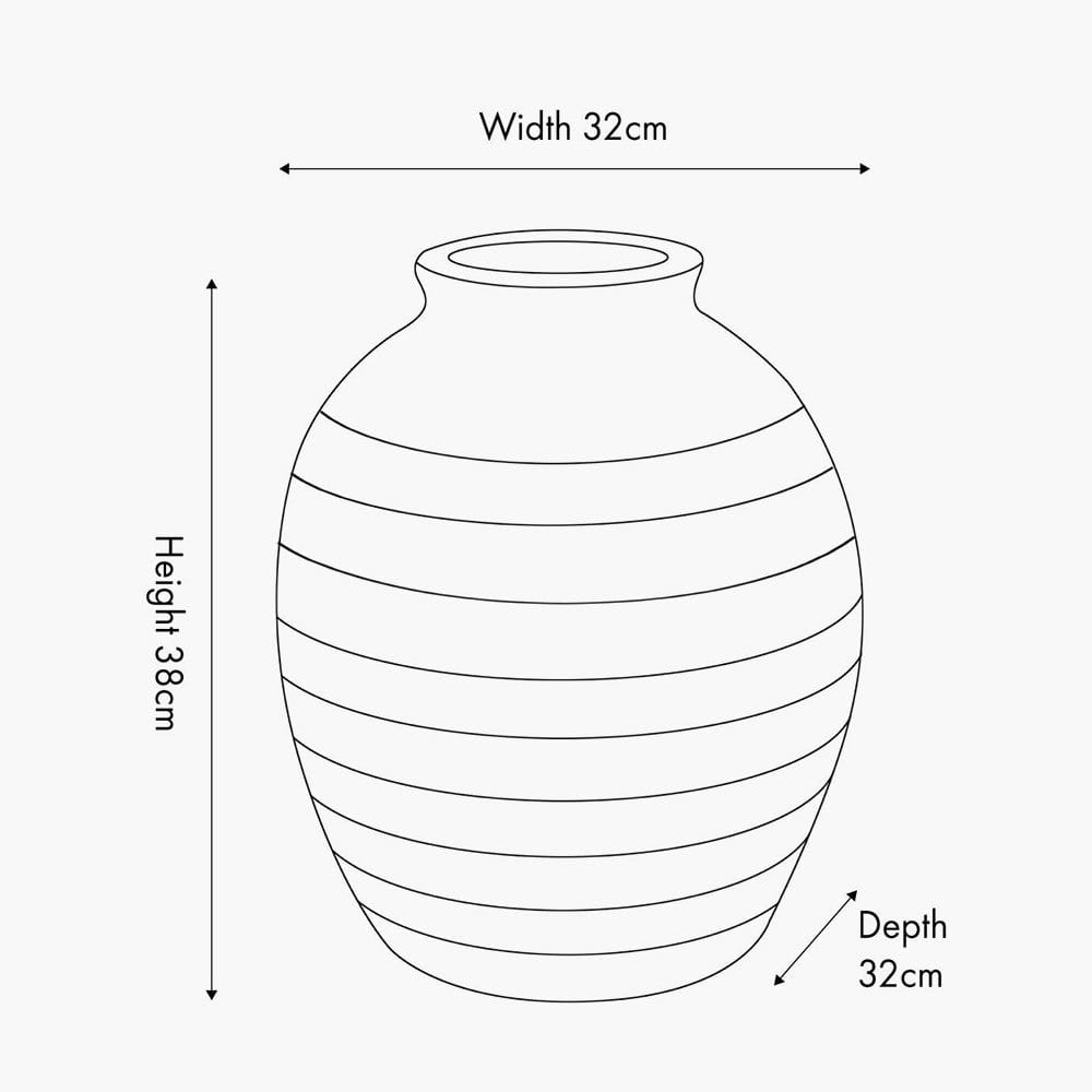 White Wash Fibrestone Decorative Ribbed Vase.