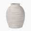 White Wash Fibrestone Decorative Ribbed Vase Large.