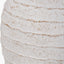 White Wash Fibrestone Decorative Ribbed Vase Large.