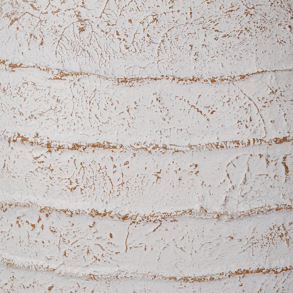 White Wash Fibrestone Decorative Ribbed Vase Large.