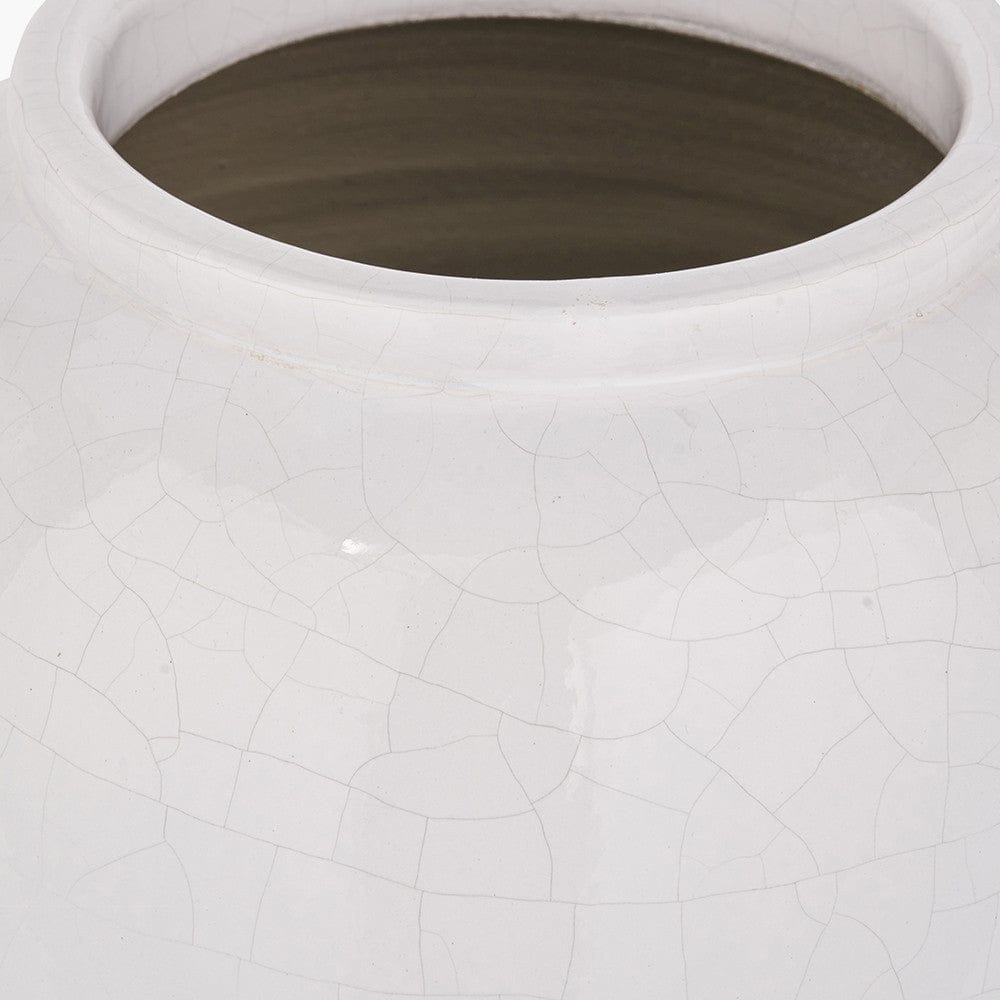 Willow White Leaf Detail Stoneware Vase.