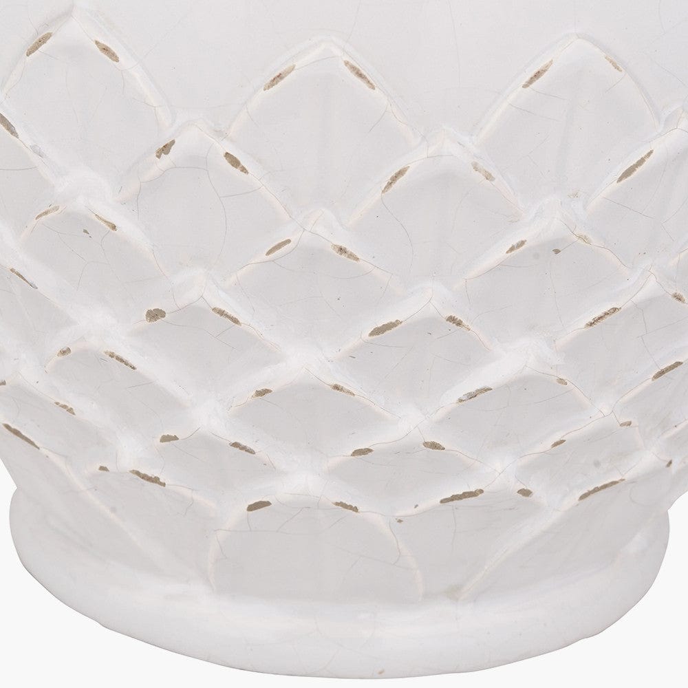 Willow White Leaf Detail Stoneware Vase.