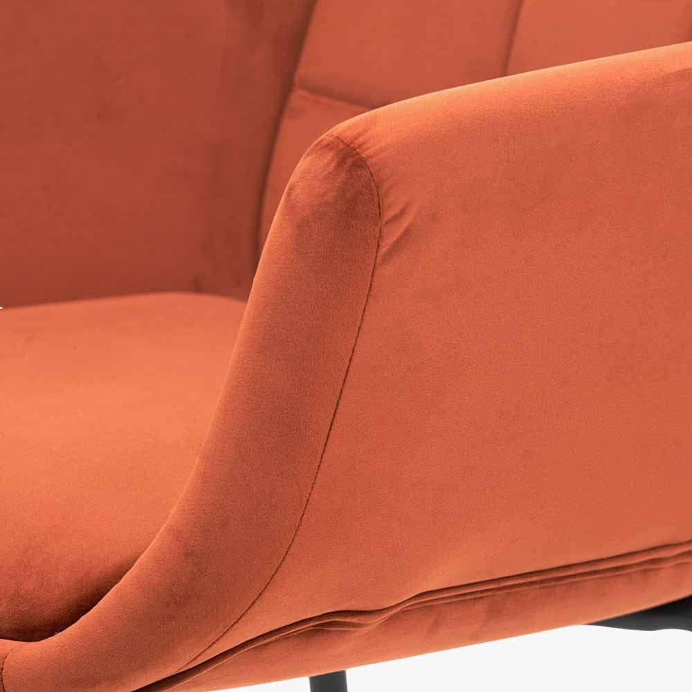 Alba Cinnamon Velvet and Black Metal Carver Dining Chair.