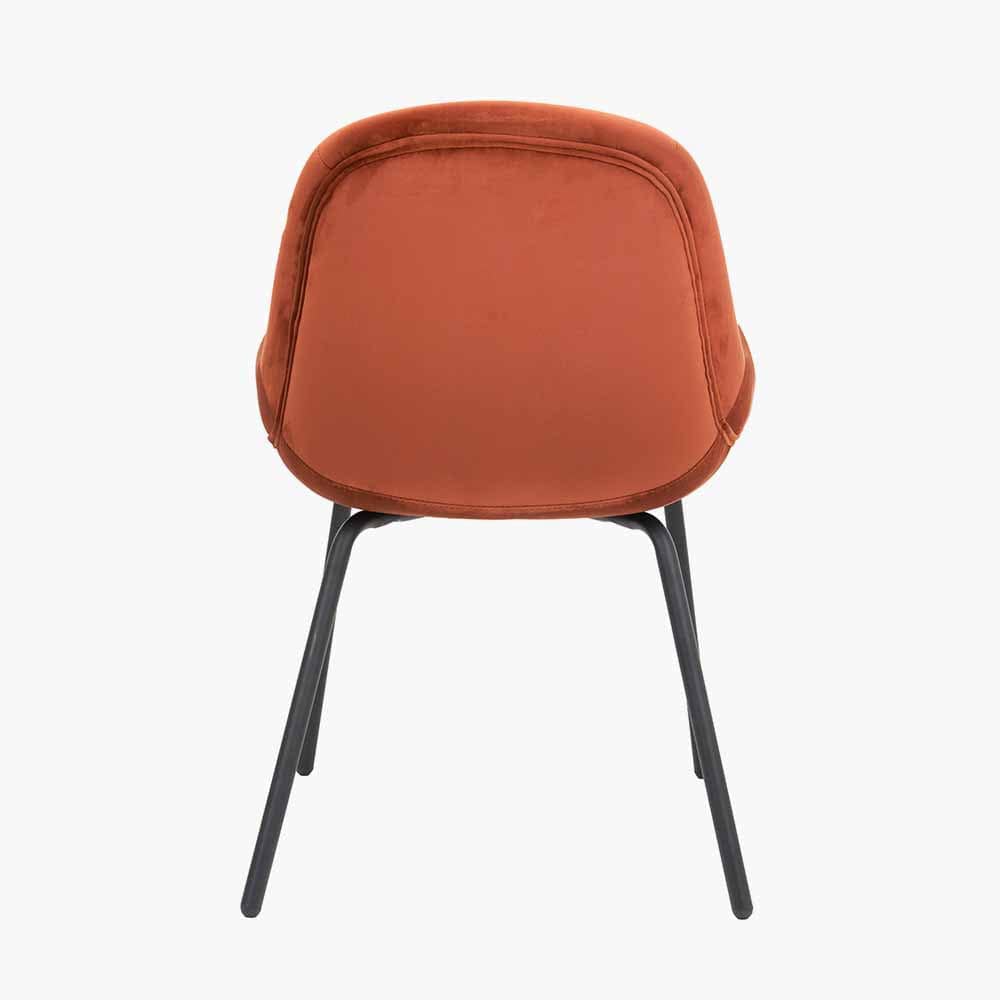 Alba Cinnamon Velvet and Black Metal Dining Chair.