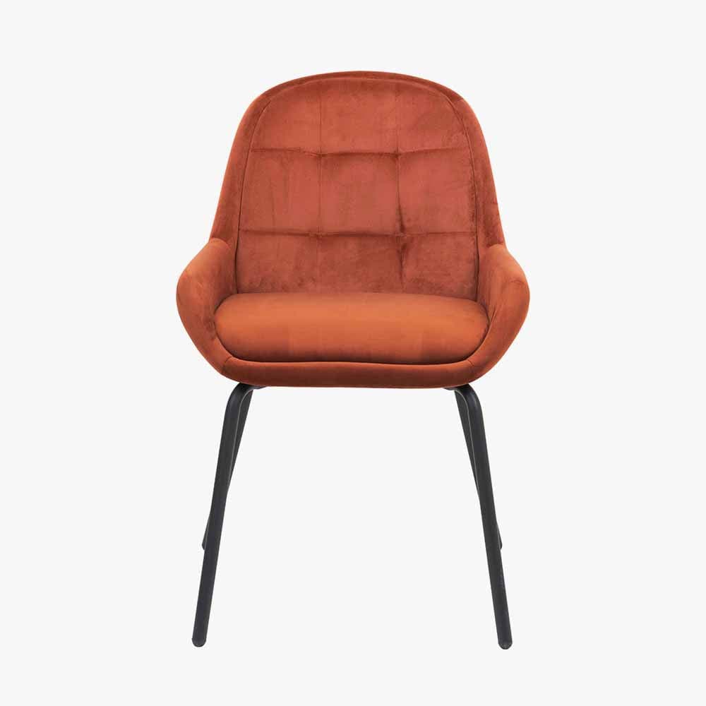 Alba Cinnamon Velvet and Black Metal Dining Chair.