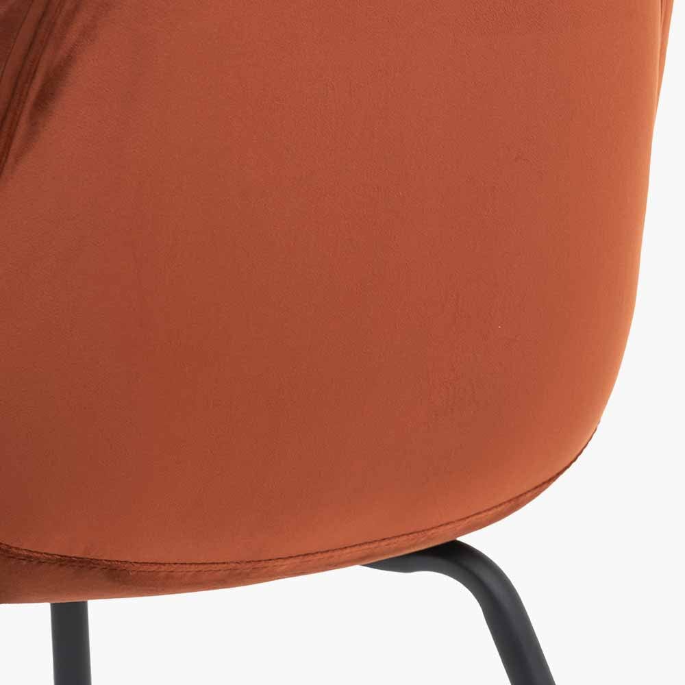 Alba Cinnamon Velvet and Black Metal Dining Chair.
