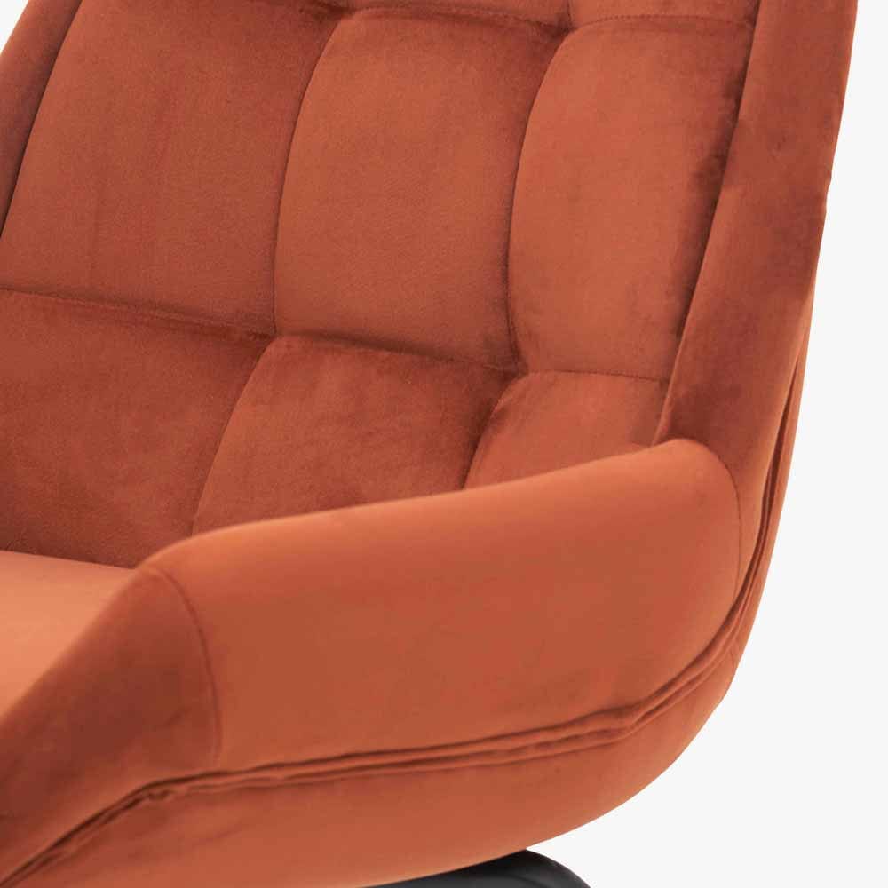 Alba Cinnamon Velvet and Black Metal Dining Chair.