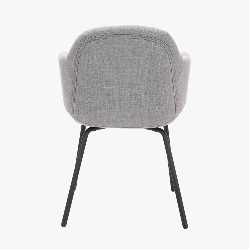 Alba Grey Linen Mix and Black Metal Carver Dining Chair.