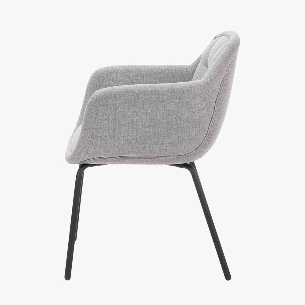 Alba Grey Linen Mix and Black Metal Carver Dining Chair.