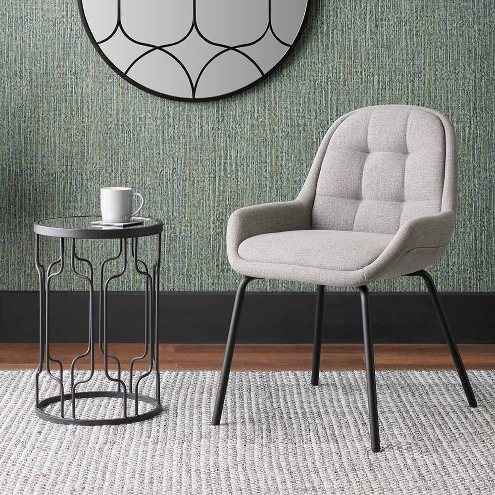 Alba Grey Linen Mix and Black Metal Dining Chair.
