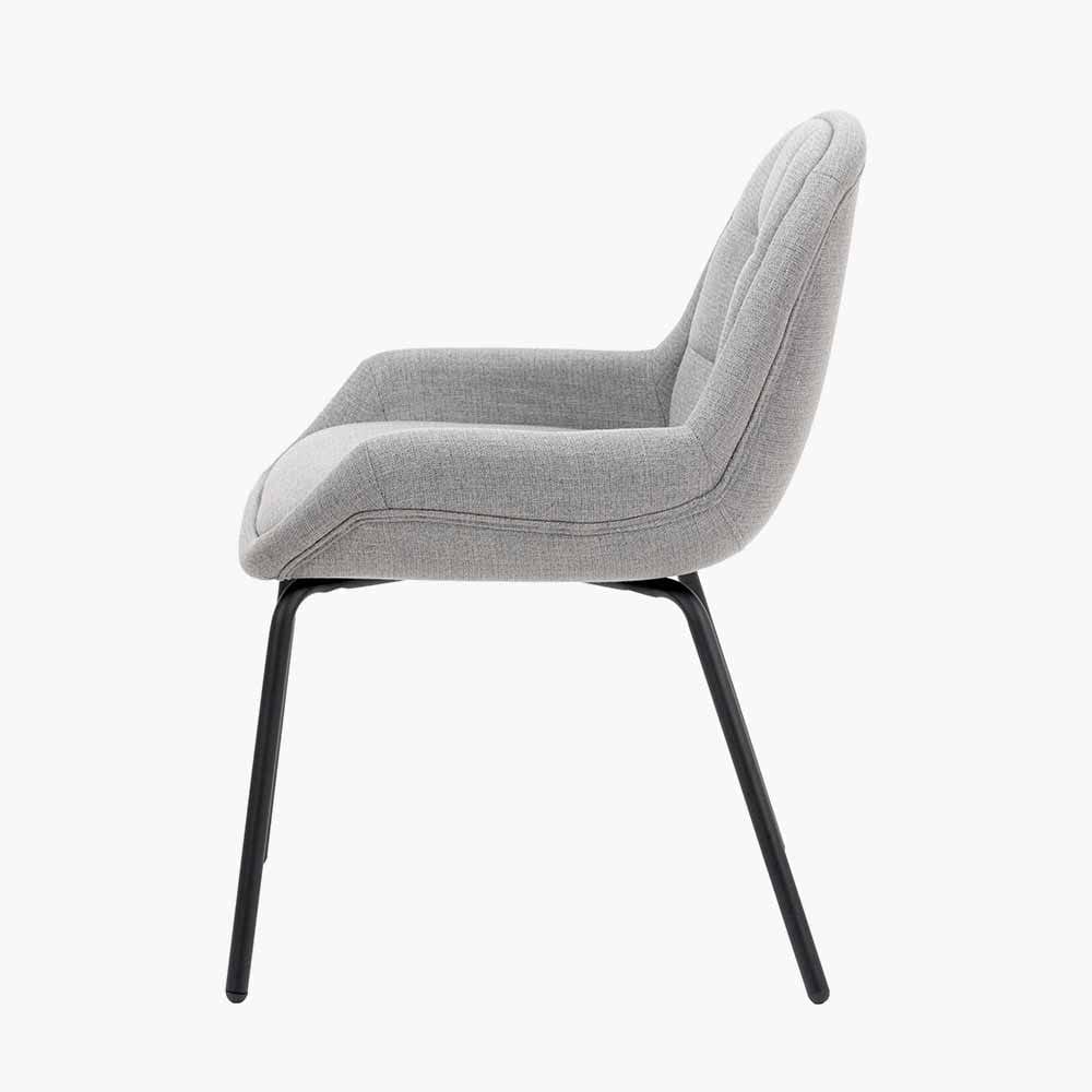 Alba Grey Linen Mix and Black Metal Dining Chair.
