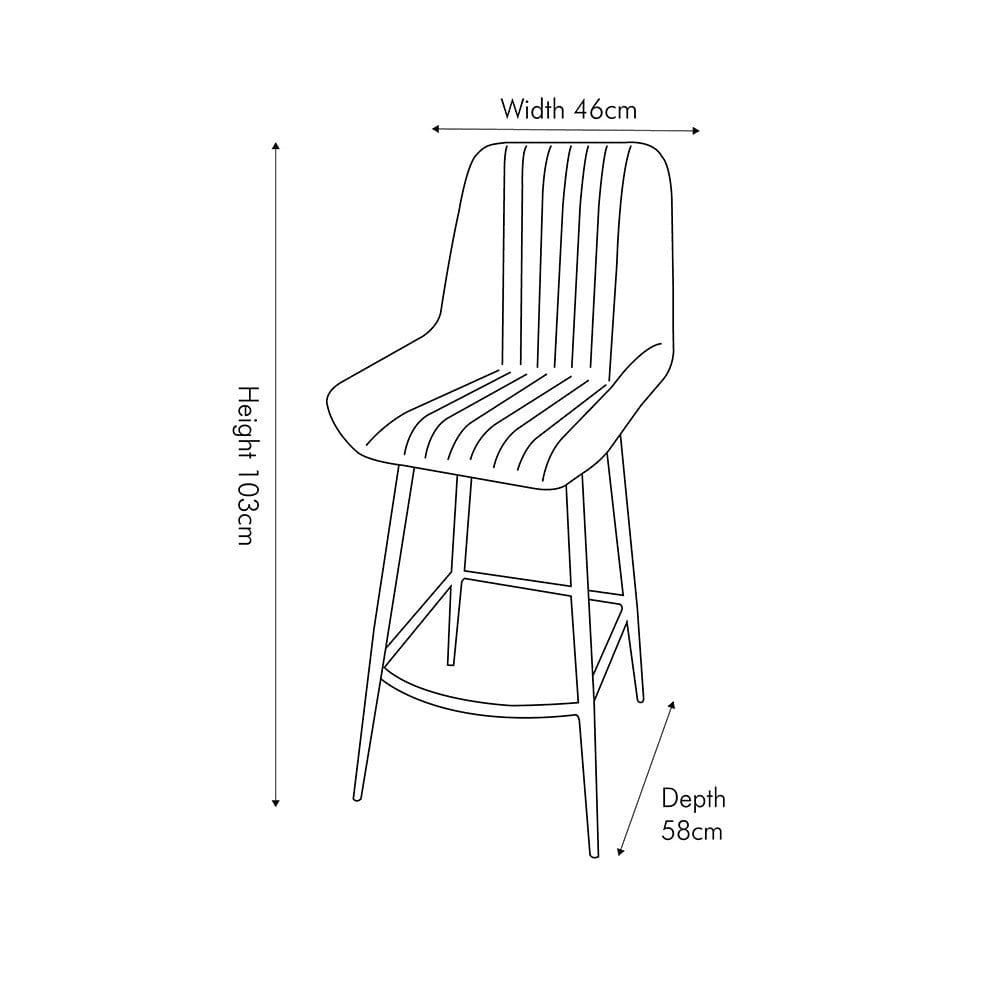 Angelo Steel Grey Leather and Iron Retro Bar Stool.