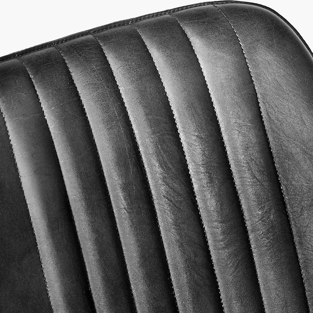 Angelo Steel Grey Leather and Iron Retro Bar Stool.