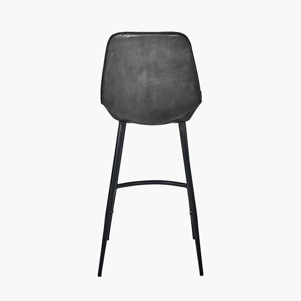 Angelo Steel Grey Leather and Iron Retro Bar Stool.