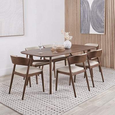 Pacific Lifestyle Dining Elias Dark Ash Wood Retro Dining Table and 6 Chairs House of Isabella UK