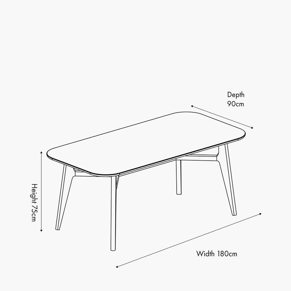 Elias Dark Ash Wood Retro Dining Table.