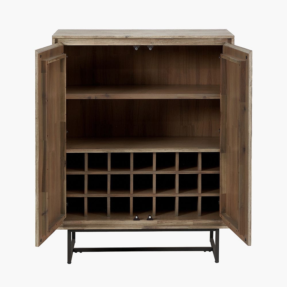 Marca Acacia Wood 2 Door Bar Cabinet.