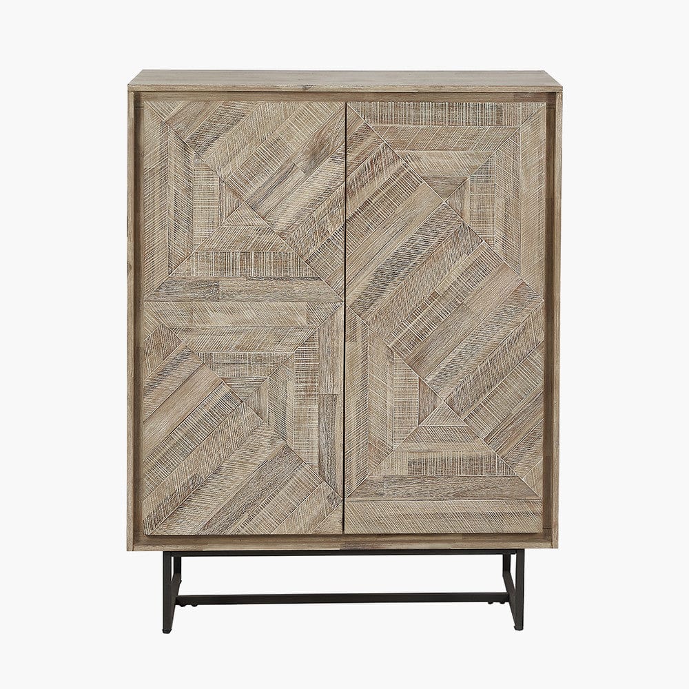 Marca Acacia Wood 2 Door Bar Cabinet.