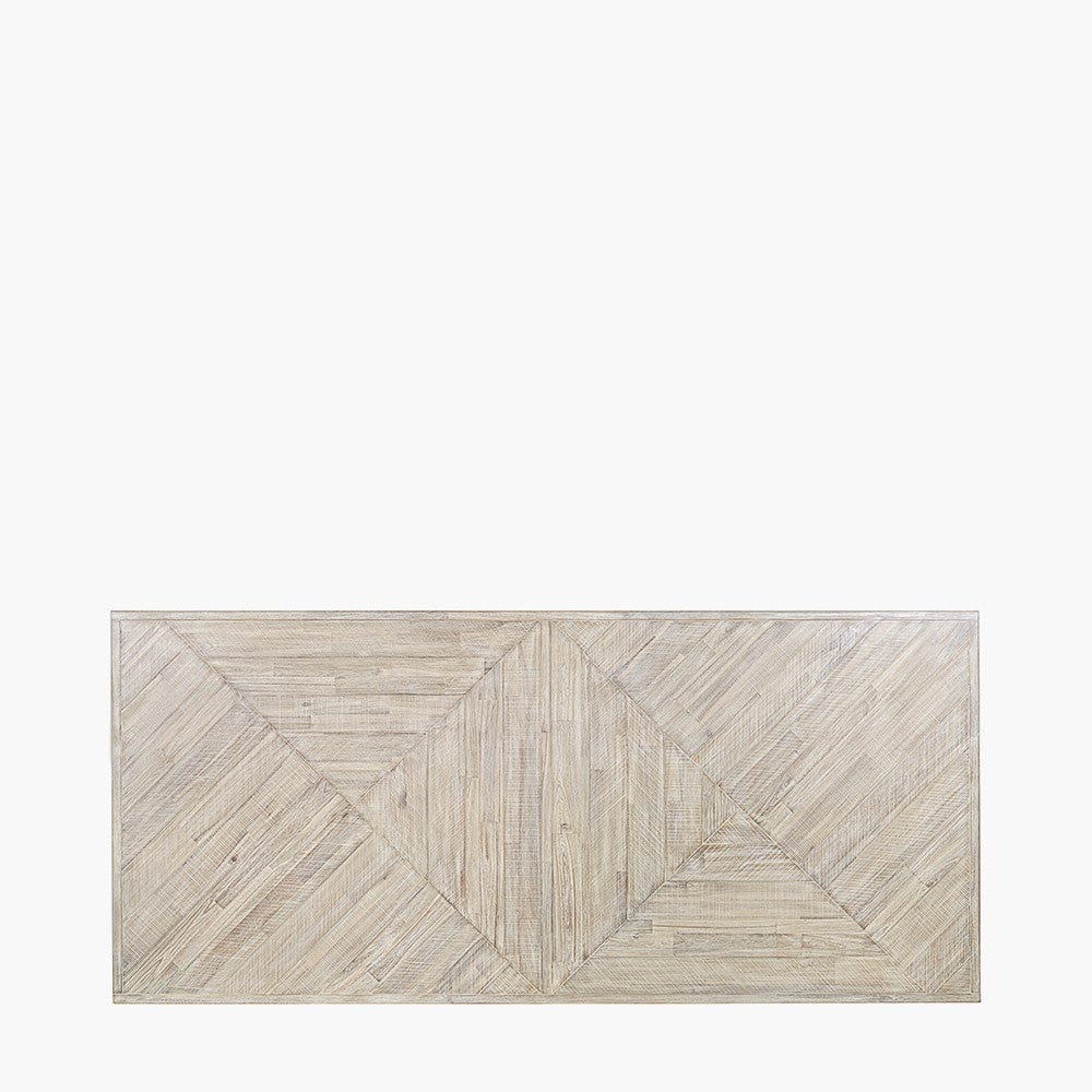 Marca Sand Wash Acacia Wood and Black Metal 8 Seater Dining Table.