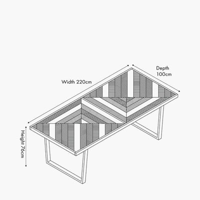 Pacific Lifestyle Dining Marca Sand Wash Acacia Wood and Black Metal 8 Seater Dining Table House of Isabella UK