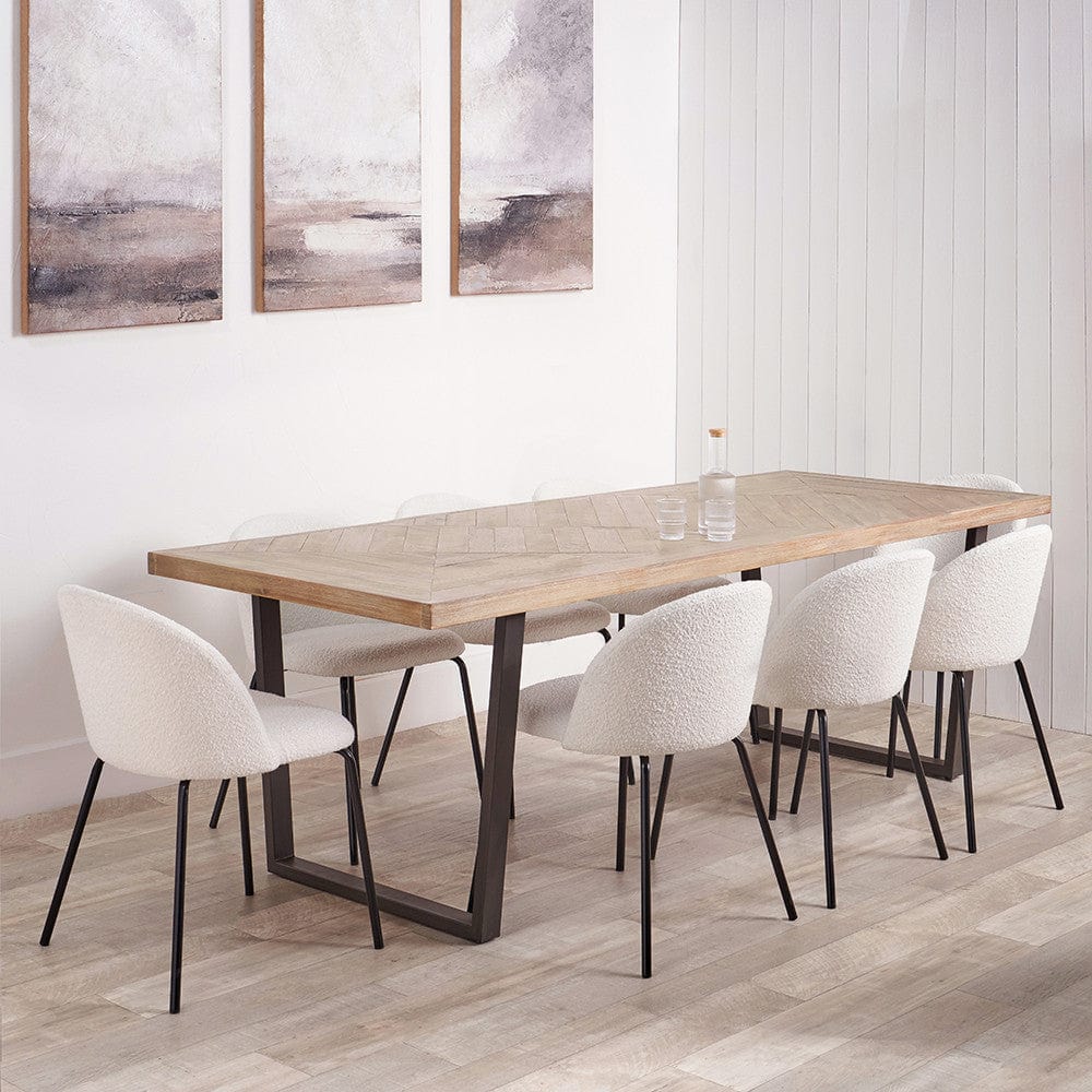 Marca Sand Wash Acacia Wood and Black Metal 8 Seater Dining Table.