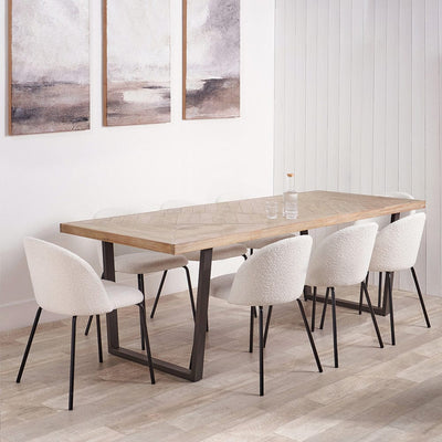 Pacific Lifestyle Dining Marca Sand Wash Acacia Wood and Black Metal 8 Seater Dining Table House of Isabella UK