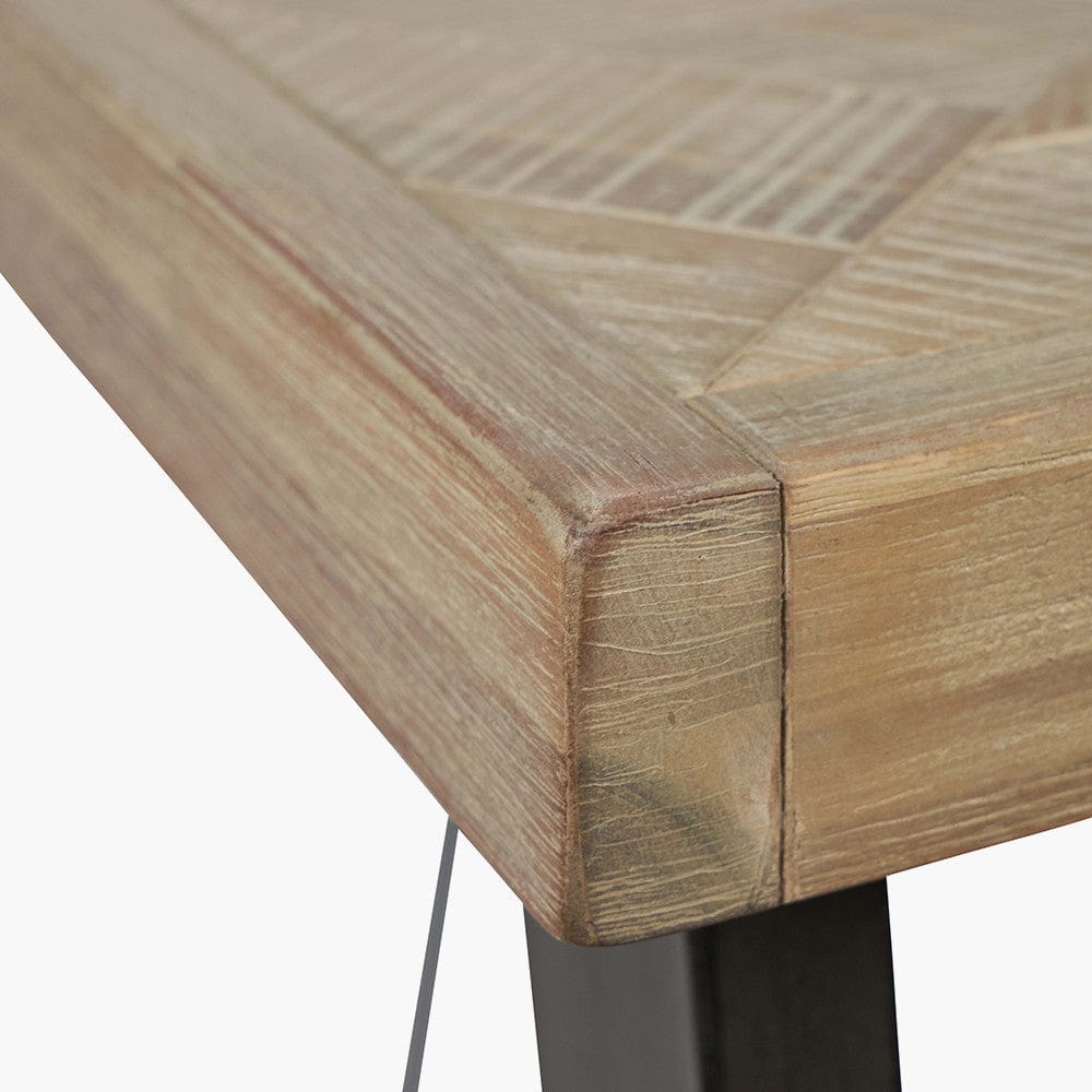 Marca Sand Wash Acacia Wood and Black Metal Bar Table.