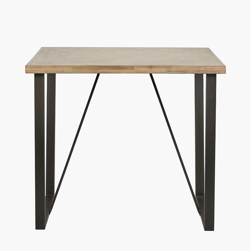 Marca Sand Wash Acacia Wood and Black Metal Bar Table.