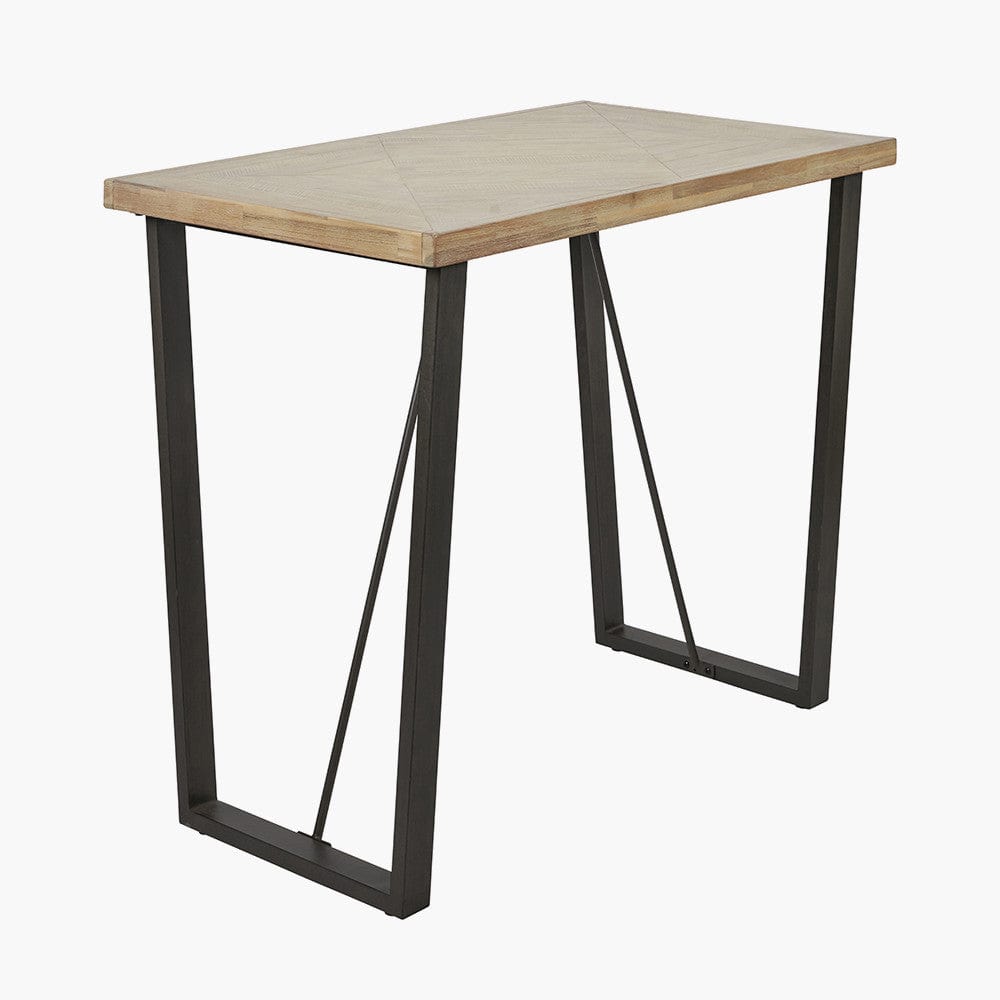 Marca Sand Wash Acacia Wood and Black Metal Bar Table.