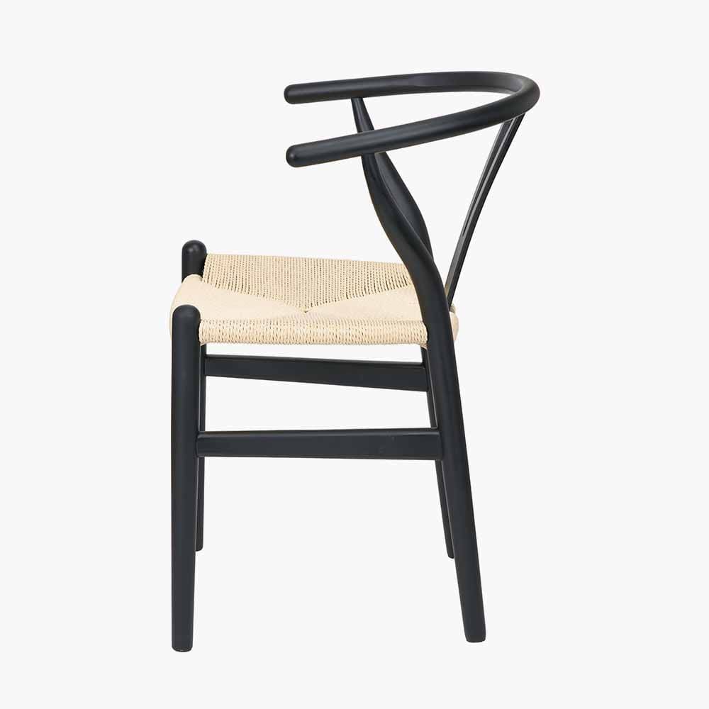 Pacific Lifestyle Dining Quinn Black Beech Wood and Natural Paper Rope Dining Chair House of Isabella UK