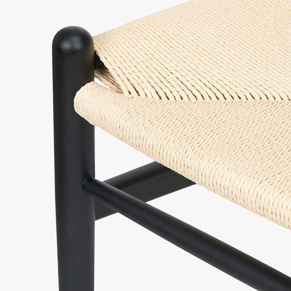 Quinn Black Beech Wood and Natural Paper Rope Dining Chair.