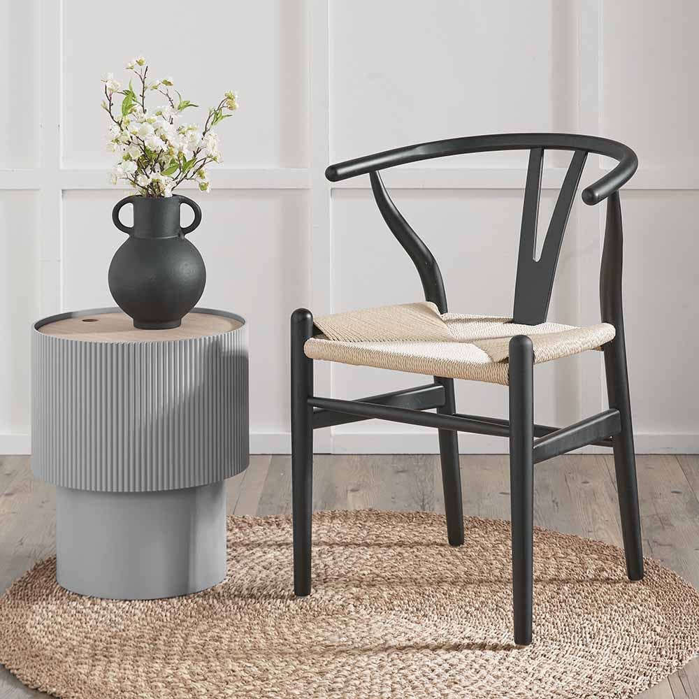 Pacific Lifestyle Dining Quinn Black Beech Wood and Natural Paper Rope Dining Chair House of Isabella UK