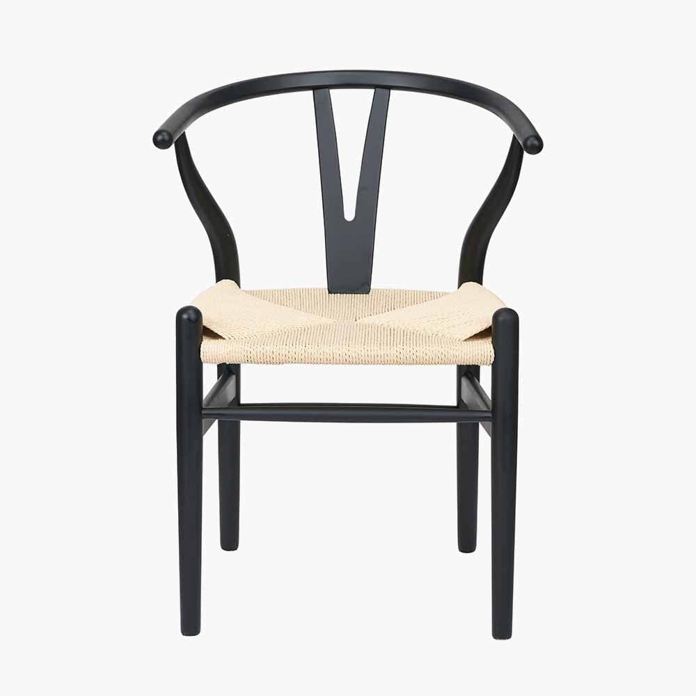 Quinn Black Beech Wood and Natural Paper Rope Dining Chair.