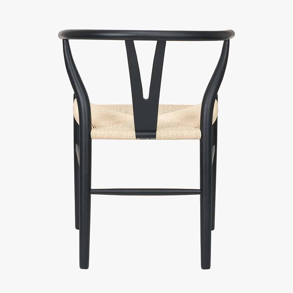 Quinn Black Beech Wood and Natural Paper Rope Dining Chair.