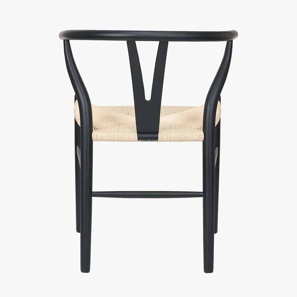 Pacific Lifestyle Dining Quinn Black Beech Wood and Natural Paper Rope Dining Chair House of Isabella UK