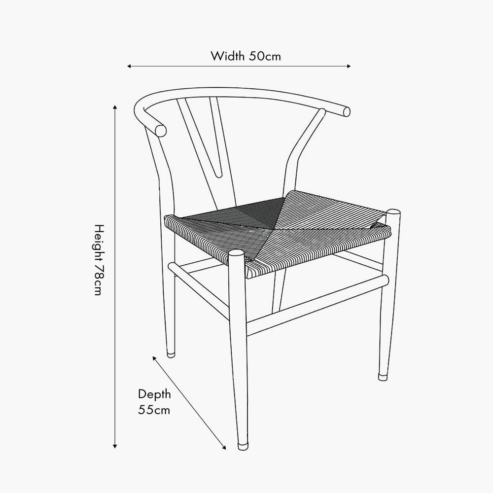 Pacific Lifestyle Dining Quinn Black Beech Wood and Natural Paper Rope Dining Chair House of Isabella UK