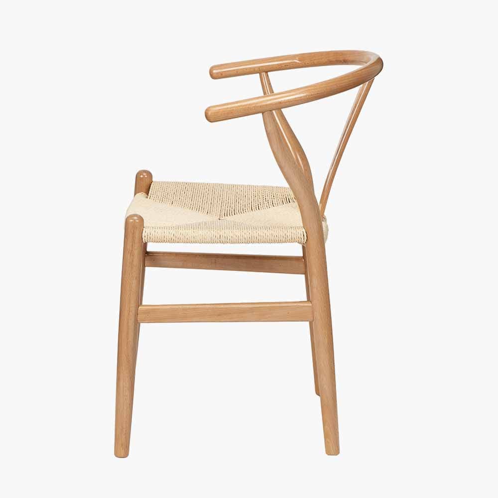 Quinn Natural Beech Wood and Natural Paper Rope Dining Chair.