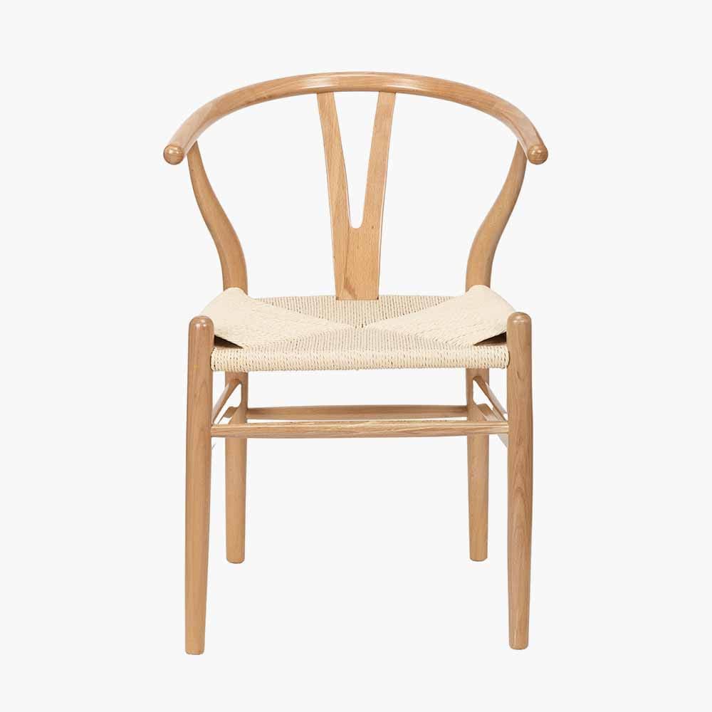 Quinn Natural Beech Wood and Natural Paper Rope Dining Chair.