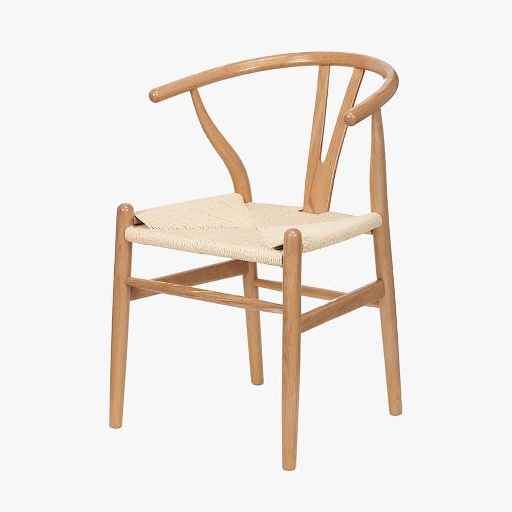 Quinn Natural Beech Wood and Natural Paper Rope Dining Chair.