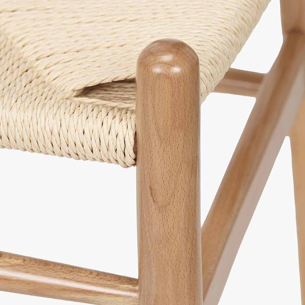Quinn Natural Beech Wood and Natural Paper Rope Dining Chair.