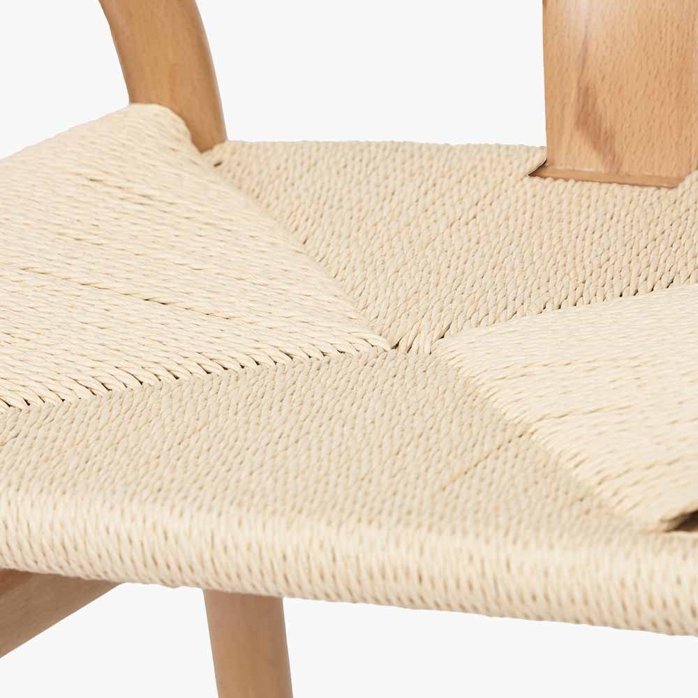 Quinn Natural Beech Wood and Natural Paper Rope Dining Chair.