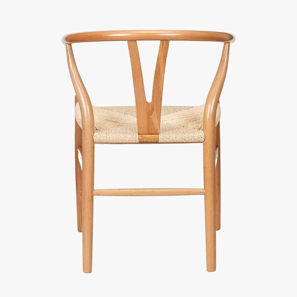 Quinn Natural Beech Wood and Natural Paper Rope Dining Chair.