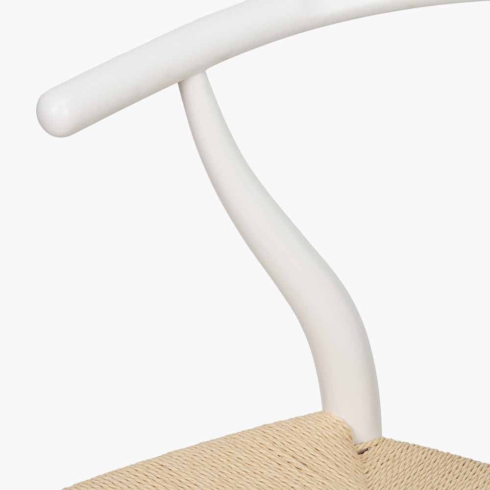 Quinn White Beech Wood and Natural Paper Rope Dining Chair.