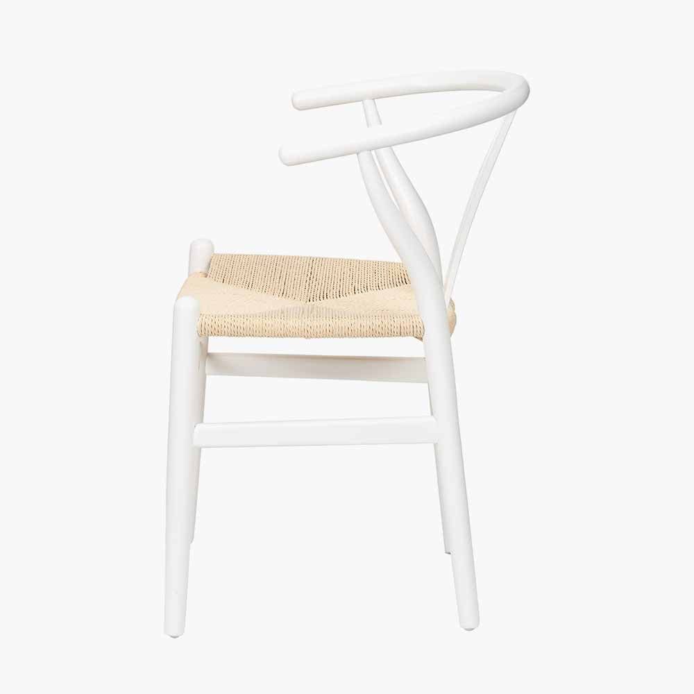 Quinn White Beech Wood and Natural Paper Rope Dining Chair.