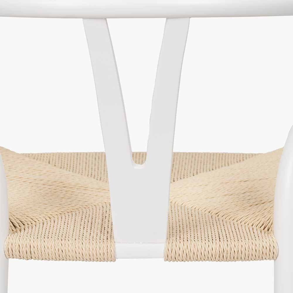 Quinn White Beech Wood and Natural Paper Rope Dining Chair.